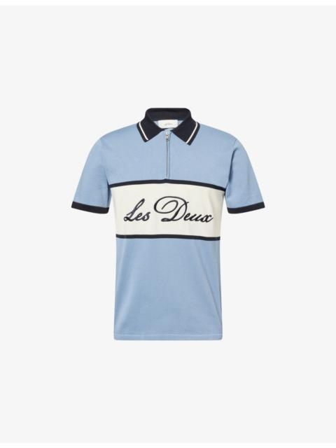 Les Deux Knitted Zipper Cotton Polo T-Shirt