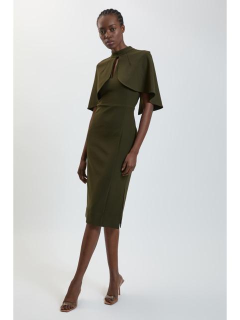 KAREN MILLEN Premium Crepe Cape Detail Midi Dress