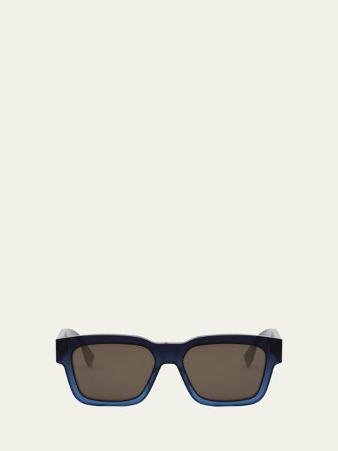 FENDI Men's O'Lock Acetate Rectangle Sunglasses