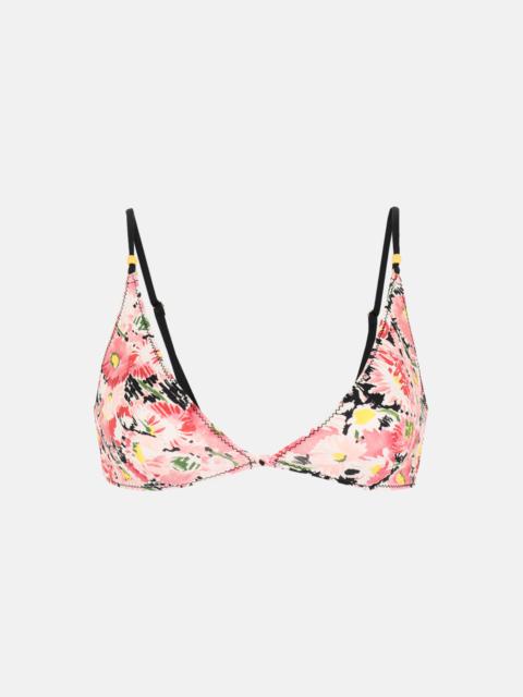 Stella McCartney Watercolor Floral Triangle Bikini Top