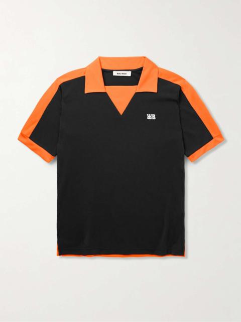 WALES BONNER Slim-Fit Logo-Appliquéd Two-Tone Tech-Jersey Polo Shirt
