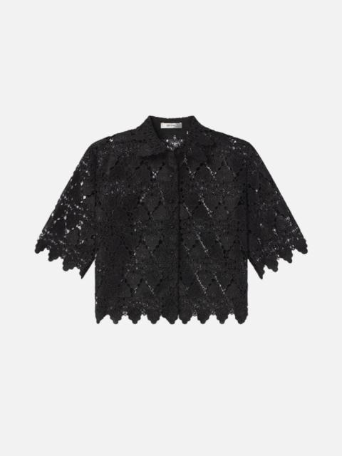 Lace Button Up Shirt in Black