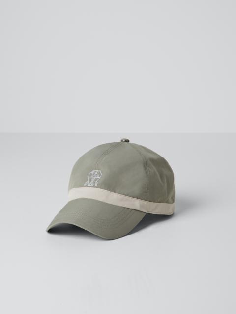 Brunello Cucinelli Water-resistant microfiber baseball cap with contrast details and embroidered logo