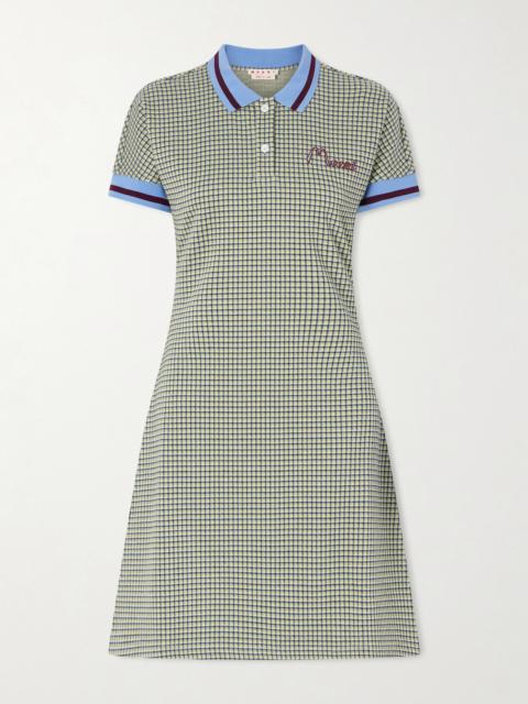 Marni Embroidered Checked Knitted Mini Dress