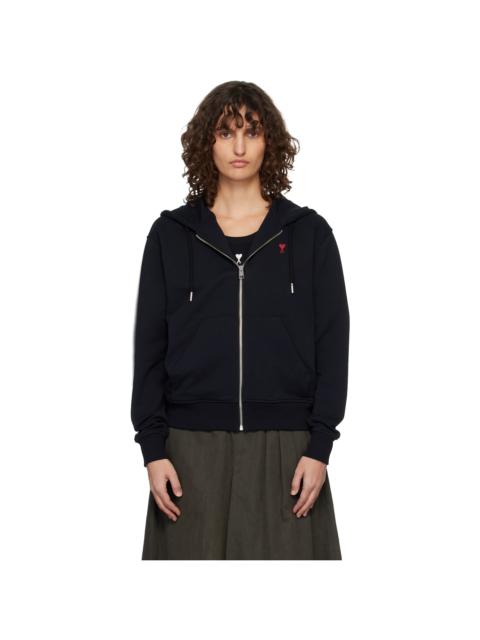 AMI Paris Black Ami de Coeur Zipped Hoodie
