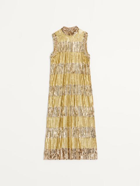 Valentino EMBROIDERED TULLE ILLUSIONE MIDI DRESS