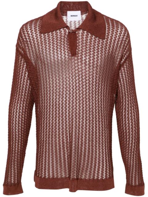 BONSAI long-sleeve open-knit polo shirt
