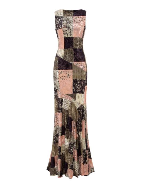 SIEDRÉS Fens Patchwork Velvet Maxi Dress multi