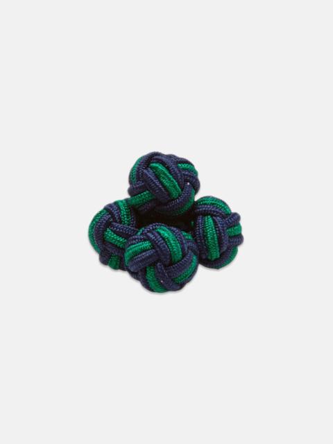 J. PRESS NAVY & GREEN MONKEY'S FIST SILK KNOT CUFFLINKS