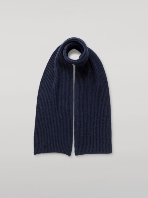 Johnstons of Elgin Lovat Navy Ribbed Cashmere Scarf