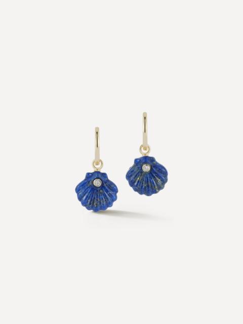 MATEO 14ct Gold Carved Lapis Venus Shell Drop Earrings
