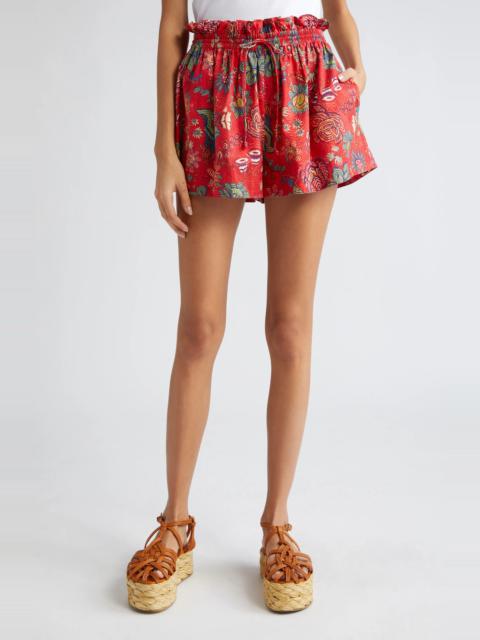 Devin Floral Cotton Drawstring Shorts