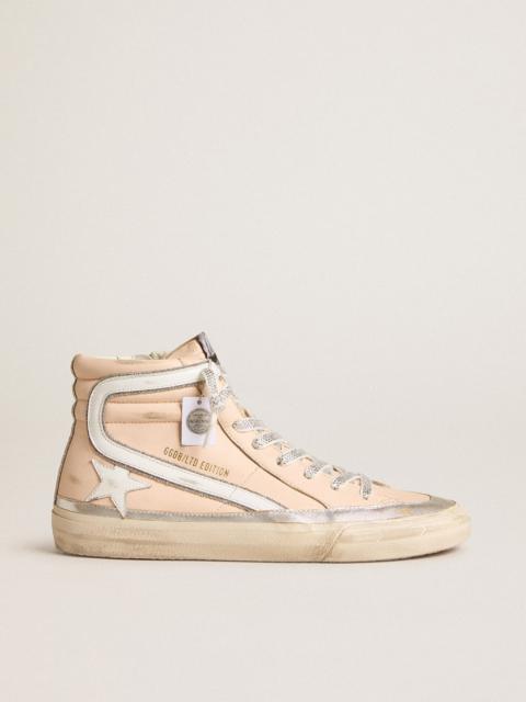 Golden Goose Slide LTD in pink nappa leather with white star and Swarovski inserts