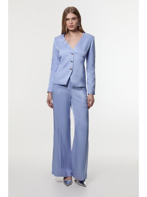 KAREN MILLEN Premium Viscose Linen Tailored Wide Leg Trouser