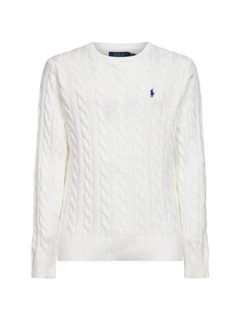 Polo Ralph Lauren White cable knit cotton crewneck sweater