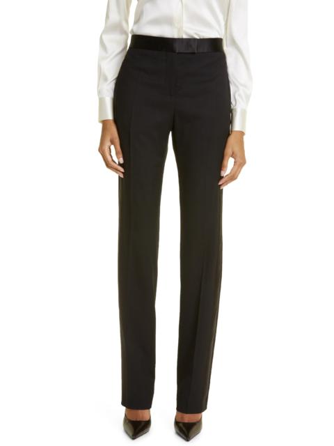 Grain de Poudre Wool Wide Leg Tuxedo Pants