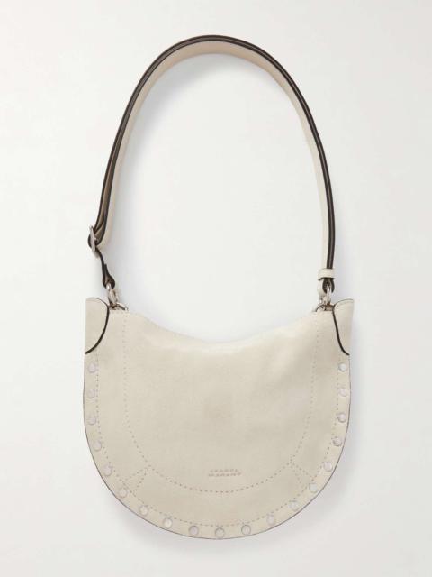 Mini Moon stud-embellished suede shoulder bag