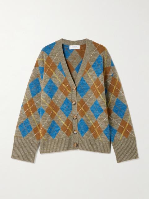 LA LIGNE Hamish Argyle Wool And Cashmere-blend Cardigan