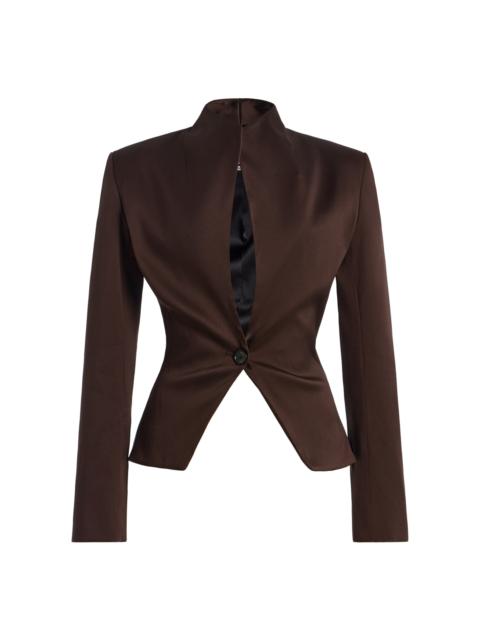 BRANDON MAXWELL The Alora Shrunken Stretch-Mikado Jacket brown