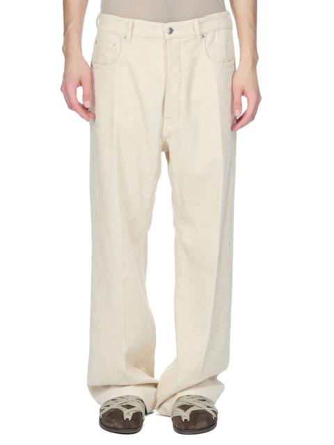 Rick Owens Geth Wide-Leg Cotton and Linen-Blend Corduroy Trousers Off-white