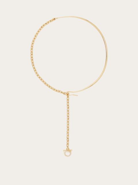 FERRAGAMO Crystal embellished Gancini necklace