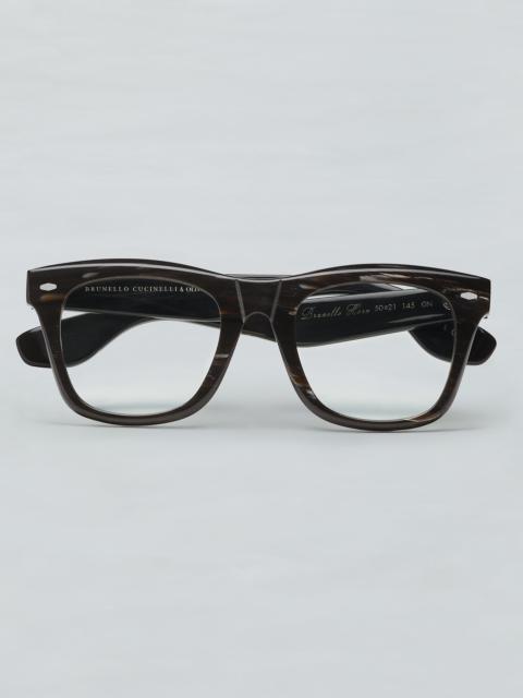 Brunello Cucinelli Mr. Brunello horn glasses with blue-light blocking lenses
