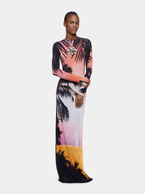 rabanne MAXI DRESS IN THUNDERSTORM-PRINTED SECOND-SKIN JERSEY