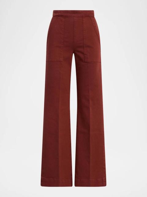 Joe's Jeans The Side Zip Wide-Leg Stretch Denim Pants