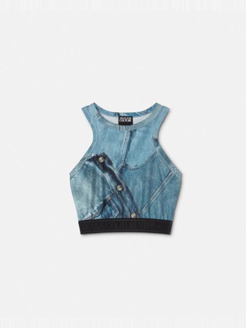 VERSACE JEANS COUTURE Patchwork Denim Crop Top