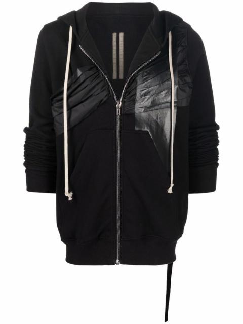 Rick Owens DRKSHDW RICK OWENS DRKSHDW Pleated Patchwork Zipped Hoodie Black