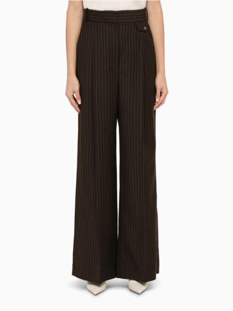 THE MANNEI Brown wool pinstripe trousers