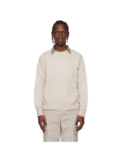BOSS Off-White Relaxed-Fit Virgin Wool Sweater