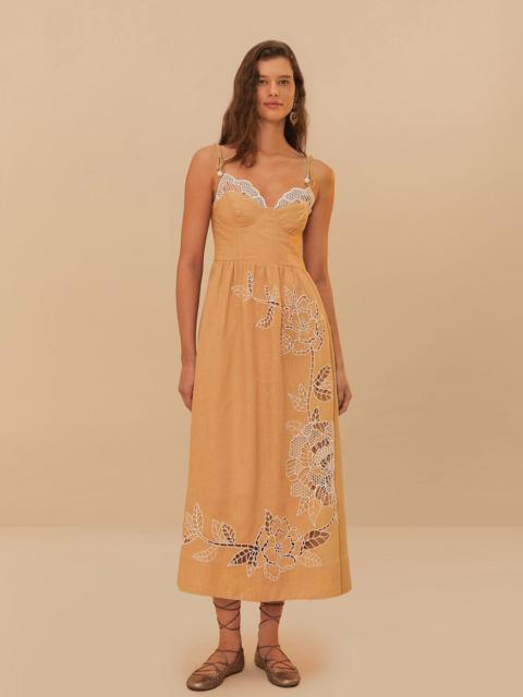FARM RIO Sand Richelieu Euroflax™ Premium Linen Midi Dress