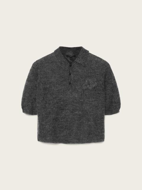 ALLSAINTS ANABEL POINTELLE EMBROIDERED POLO T-SHIRT