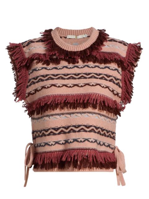 MARIE OLIVER Women's Desmond Wool Fringed Top - Volcanic
