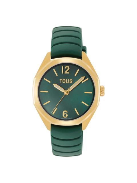 TOUS Two-tone analog Watch with Swiss movement, mother-of-pearl face and green rubber strap TOUS Now Lady