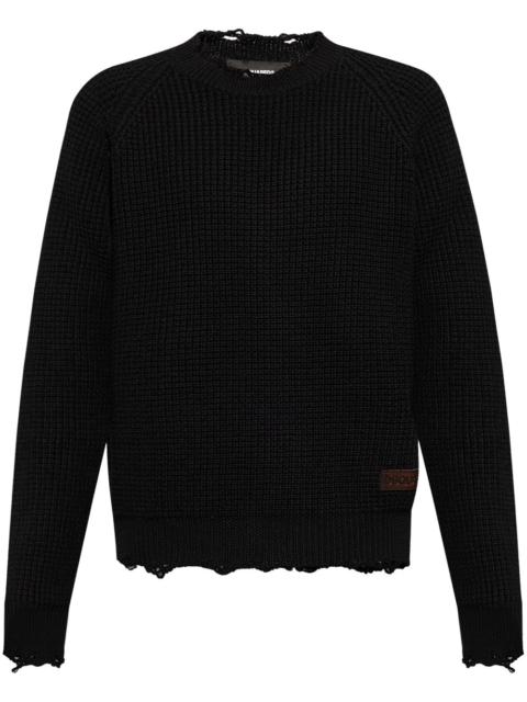 DSQUARED2 logo-patch waffle-knit jumper