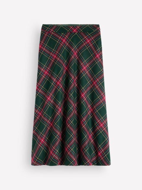 BODEN Wool Blend Slip Skirt-Green Check