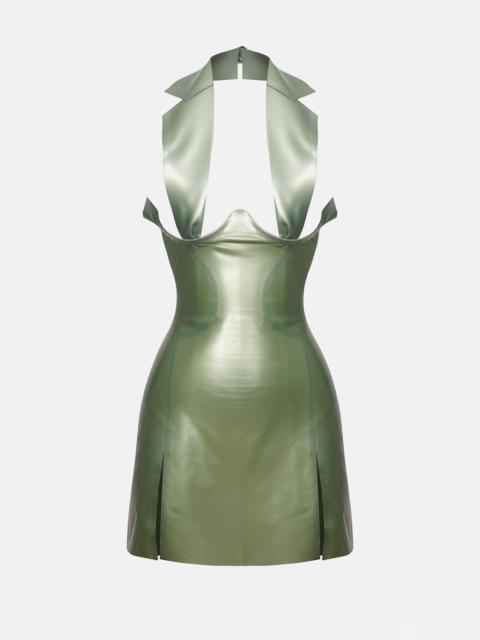 POSTER GIRL CHAMBERS LATEX DRESS DOLLAR BILL GREEN