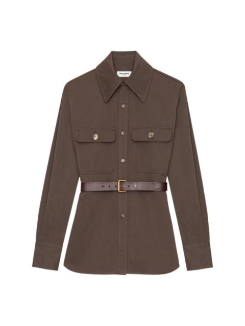 SAINT LAURENT point-collar organic cotton shirt