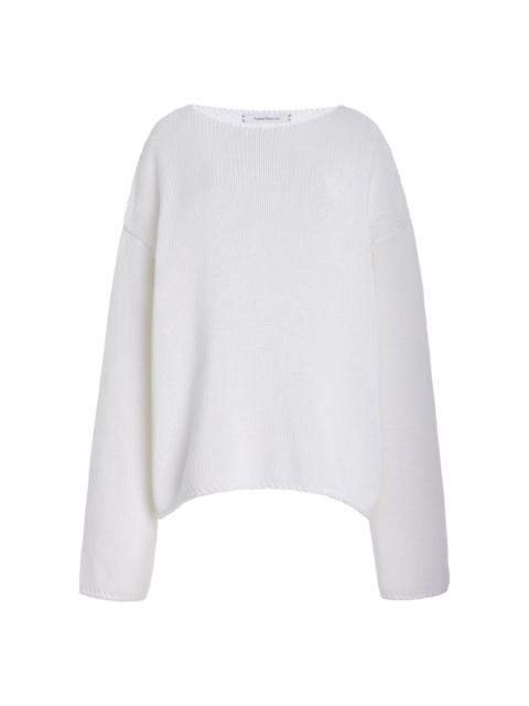 Another Tomorrow Draped Organic Cotton Sweater white
