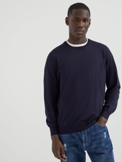 Virgin wool and cashmere lightweight sweater with patches