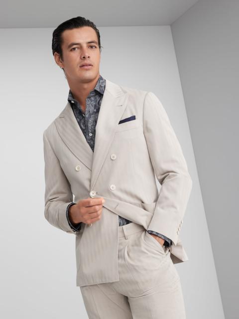 Cotton and silk chevron solaro one-and-a-half breasted deconstructed blazer with patch pockets