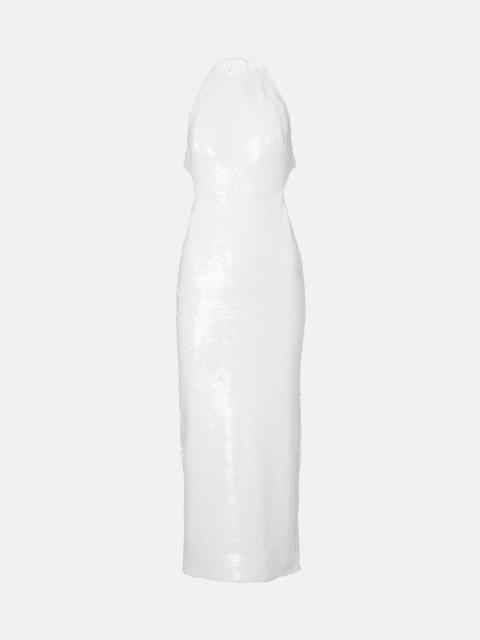THE NEW ARRIVALS ILKYAZ OZEL Cindy sequined halterneck midi dress