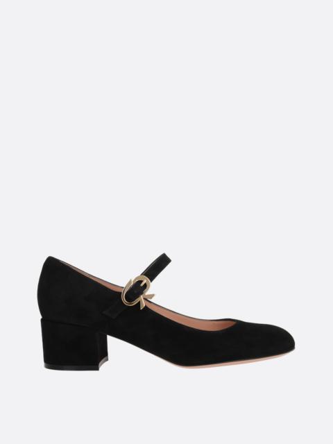 RIBBON SUEDE MARY-JANE PUMPS