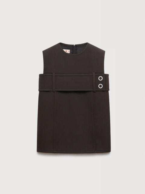 Marni BROWN WOOL TOP WITH BELTED BUST