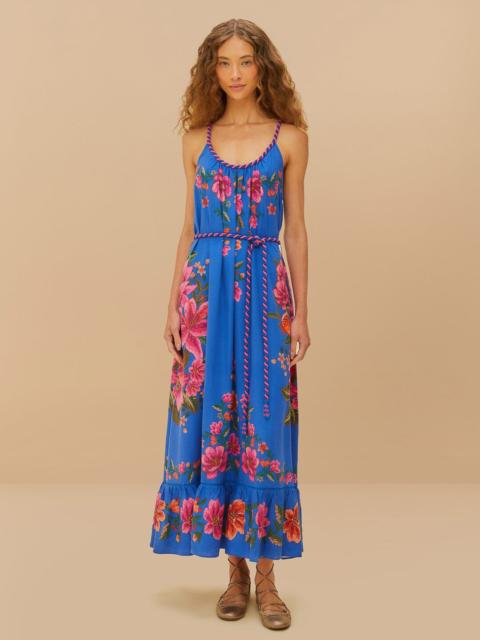 FARM RIO Blue Summer Fruit Scarf Lenzing™ Ecovero™ Euroflax™ Maxi Dress