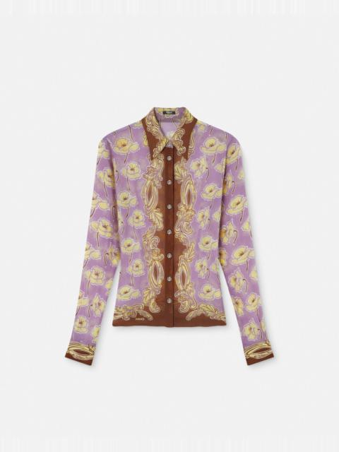 VERSACE Poppies Foulard Crêpe Fitted Shirt