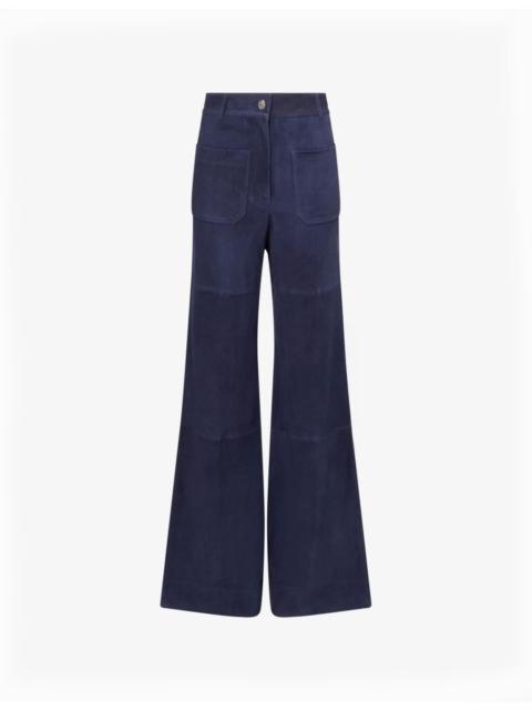 Victoria Beckham Alina Flared-Leg Suede Trousers
