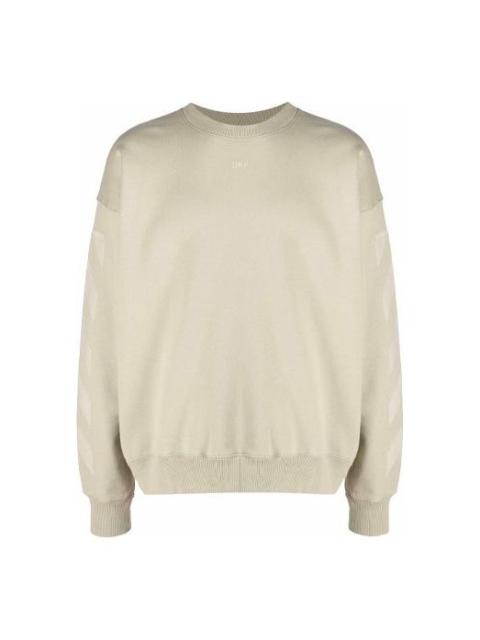 Off-White Men's Off-White FW21 Logo Pattern Round Neck Pullover Loose Fit Cream Yellow OMBA054F21FLE0071717